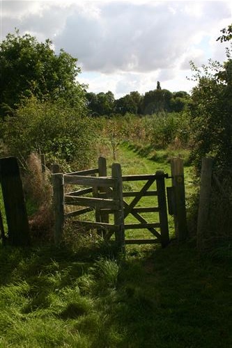 Kissing gate into the recreation ground